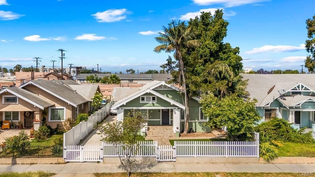 1347 Atlantic Avenue, aerial view of the restored 1912 Craftsman from the street